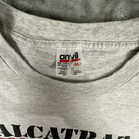 Vintage 90’s Alcatraz Psycho Ward Outpatient Light Grey Graphic T-shirt Size XL - Picture 3 of 6